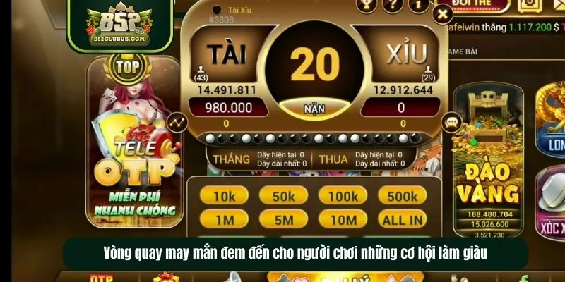 Vòng quay may mắn đem đến cho người chơi những cơ hội làm giàu Vòng quay may mắn đem đến cho người chơi những cơ hội làm giàu